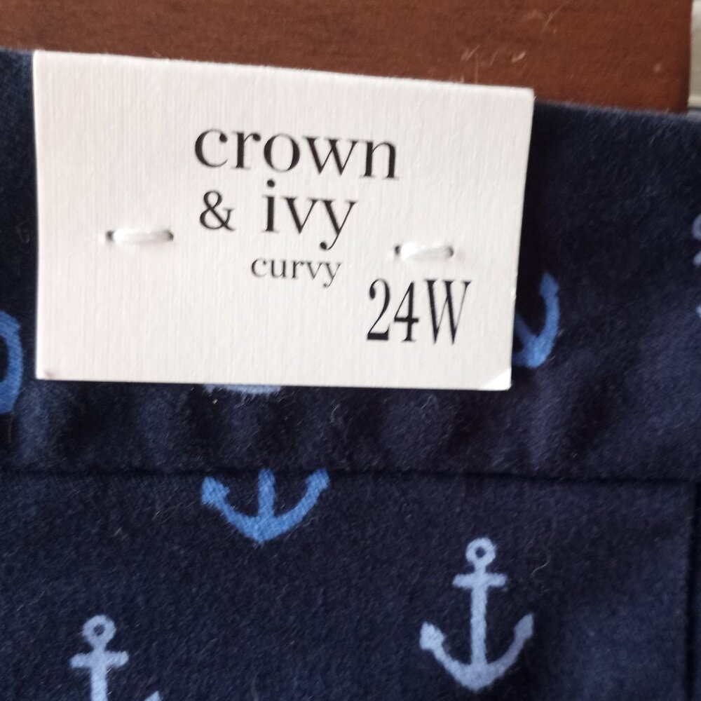 'crown & ivy' 24W Curvy Short Navy/Blues Anchor NWT - Picture 8 of 10